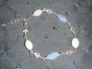 blue and white beaded bracelet