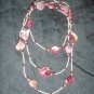 fushia stone beaded double strand handmade necklace