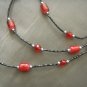 red and black beaded double strand necklace