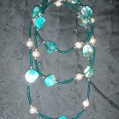 turquoise stone double strand necklace