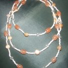 peach marble beaded double strand necklaces