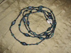dark green marble double strand necklace