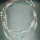 light green beaded double strand handmade  necklace
