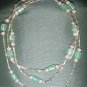 light green beaded double strand handmade  necklace