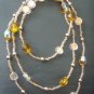 amber crystal beaded double strand necklace