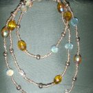 amber crystal beaded double strand necklace