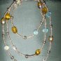 amber crystal beaded double strand necklace