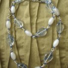 blue streak glass bead with pearl necklace
