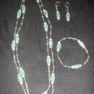 light green and silver beaded trio