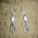 blue streak and pearl bead earrings