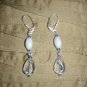 blue streak and pearl bead earrings
