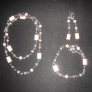 pastel pink with silver and white diamond trio