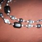black diamond bead with silver and dark grey earrings