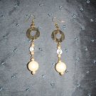 gold and ivory pearl beaded earrings
