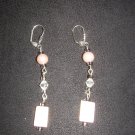 pastel pink with silver and white diamond  earrings