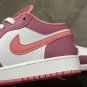 Women Air Jordan 1 Low Desert Berry Coral Chalk 553560-616 Gs Shoes