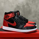 Men's Sneakers Air Jordan 1 High OG "Satin Bred" Black and Red Retro Basketball Shoes FD4810-061