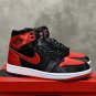 Men's Sneakers Air Jordan 1 High OG "Satin Bred" Black and Red Retro Basketball Shoes FD4810-061