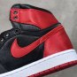 Men's Sneakers Air Jordan 1 High OG "Satin Bred" Black and Red Retro Basketball Shoes FD4810-061