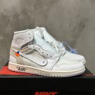 Men's Sports Shoes Air Jordan 1 x OFF-WHITE All White High Top Basketball Shoes AQ0818-1100