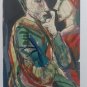 Josef Presser b1909 Two Figures Original #2 Gouache Fine Art Painting, Signed