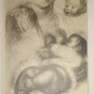 Renoir Fine Art Engraving, Mother Feeding, Black & White Pro matting