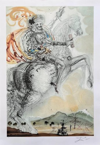 Salvador Dali's Limited Edition Lithograph Artwork of Don Quixote, measure 31x22