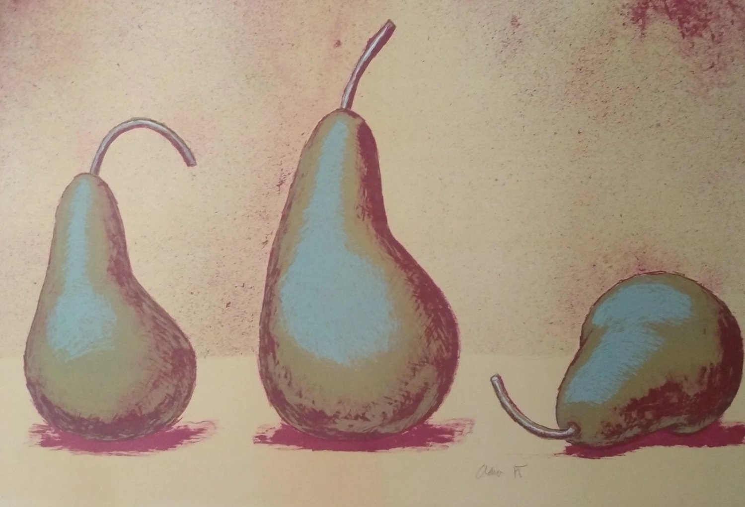 Claes Oldenburg Lithograph Three Pears, Still Life, Blind Stamp and Signed