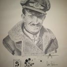German Fighter Pilot Portrait with FW-190, Signed, Michael Wooten Galland, & Amy D. Duncan