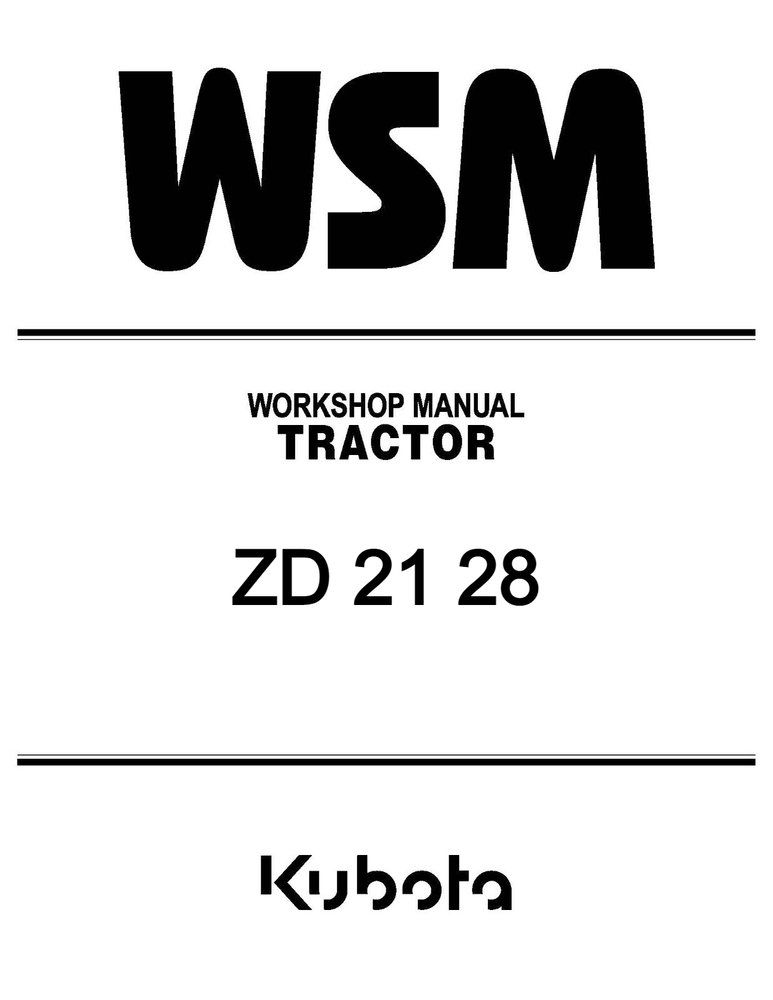 Kubota ZD 21 28 Tractor Service Repair Manual