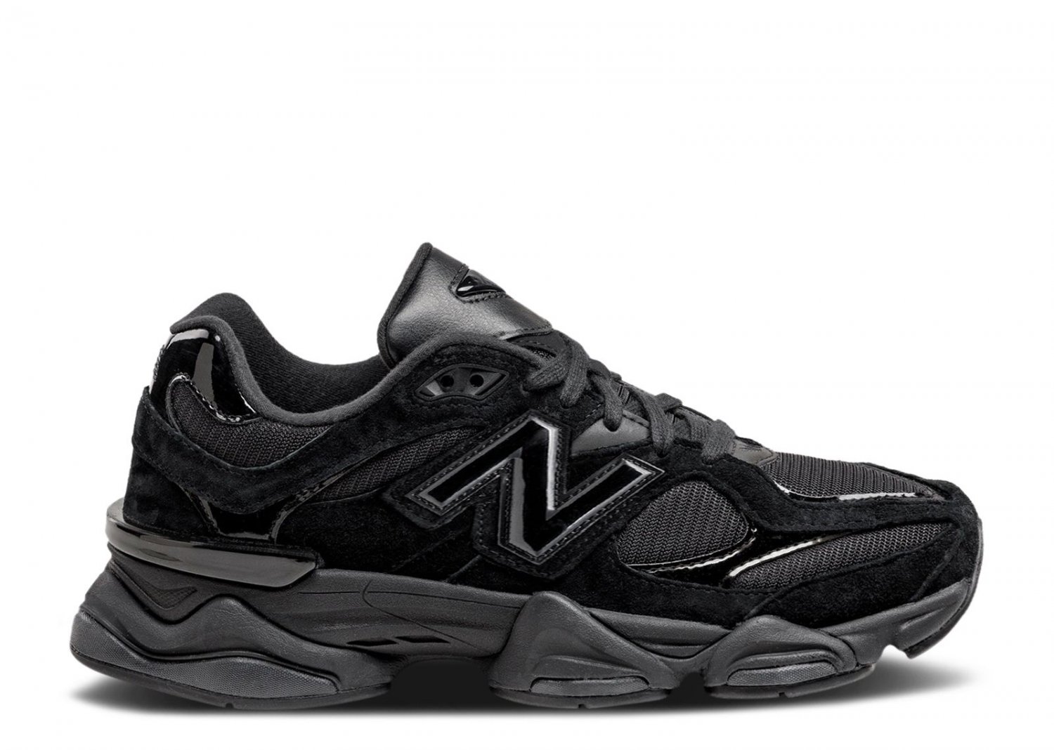 9060 Triple Black Suede Patent