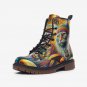 Hippie Cat & Mushroom Vegan Leather Combat Boots