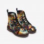 Hippie Cat & Mushroom Vegan Leather Combat Boots