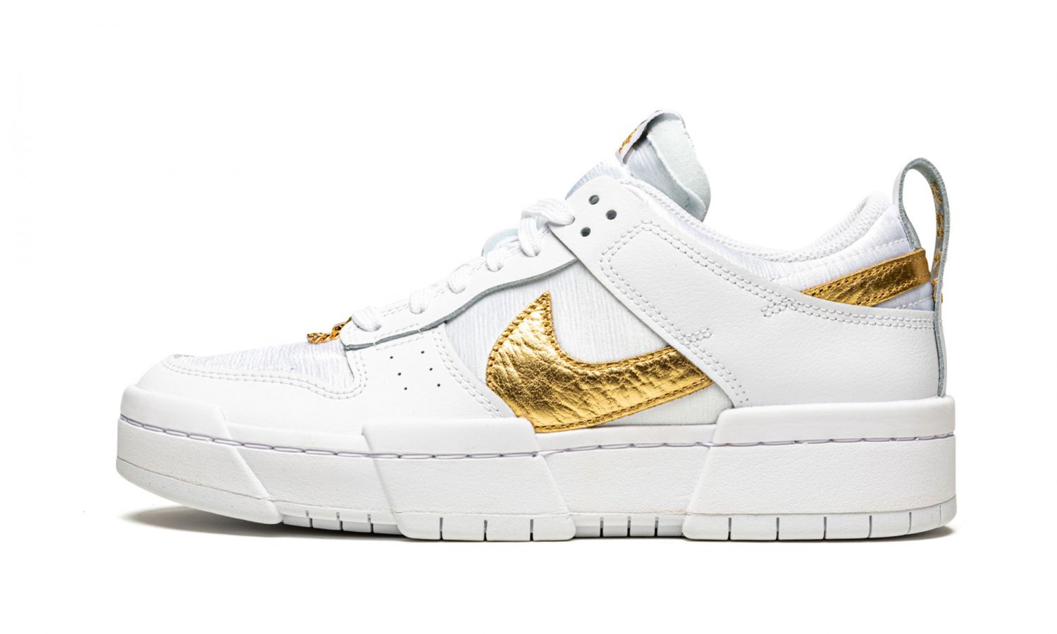 DUNK LO DISRUPT WMNS "White / Metallic Gold"