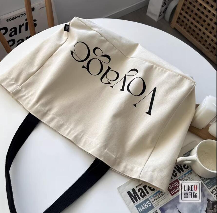 Simple Women's Canvas Bag White/Black Shoulder Bag Outdoor Bag Daily Bag