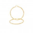 14K GOLD-FILLED BOX TEXTURED CUT HOOP WOMEN EARRINGS 4 MM THICK 25-80 MM Free Shipping