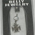 Maltese Cross Belly Jewelry with Clear Crystal 316L 14g Free Shipping