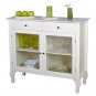 Antique White Sideboard Buffet Console Table with Glass Doors Free Shipping