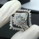 THE QUEEN OF ENGLAND THREE RINGS SET WITH WATER DROPLET ZIRCON PRINCESS CROWN  RING SET