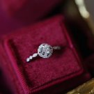 S925 STERLING SILVER DIAMOND INLAID PALACE STYLE SWEET LIGHT LUXURY ADVANCED ADJUSTABLE WOMEN'S RING