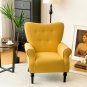 Yellow Retro Tufted Polyester Accent Chair with Stylish Espresso Wood Legs Free Shipping
