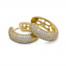 14K GOLD-PLATED CUBIC ZIRCONIA HUGGIE HOOP EARRINGS 7.1 MMM