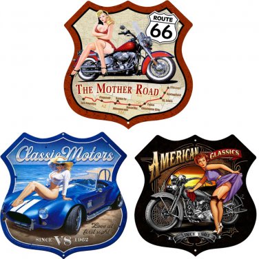3pcs- Garage - Shield Vintage Tin Signs - 11.8x11.8In Free Shipping