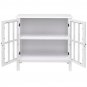 White Wood Sideboard Buffet Cabinet with Glass Panel Doors