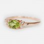 OVAL OLIVE GREEN ZIRCON 14K GOLD PLATED ENGAGEMENT WEDDING RING,