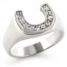 High-Polished 925 Sterling Silver Ring with AAA Grade CZ in Clear