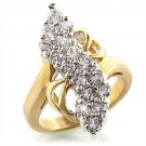 Gold+Rhodium Brass Ring with AAA Grade CZ in Clear