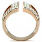 IP Rose Gold(Ion Plating) Brass Ring with Top Grade Crystal in Aurora Borealis (Rainbow Effect)