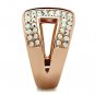 IP Rose Gold(Ion Plating) Brass Ring with Top Grade Crystal in Aurora Borealis (Rainbow Effect)