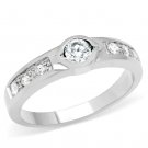 High polished (no plating) Stainless Steel Ring with AAA Grade CZ in Clear